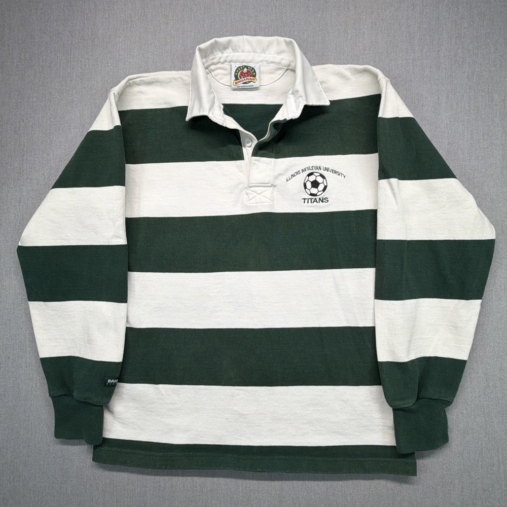 Vintage Barbarian Rugby Wear Illinois Wesleyan Shirt Mens Large Long Sleeve